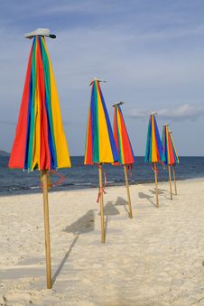 Umbrellas On The Beach Royalty Free Stock Photo