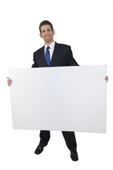 Young Businessman With White Board Stock Photography Young Businessman With White Board Stock Photography