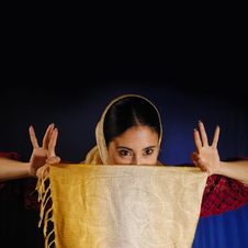 Indian Woman Peeking Stock Photography