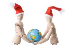 Two Little Wooden Men Royalty Free Stock Images Two Little Wooden Men Royalty Free Stock Images