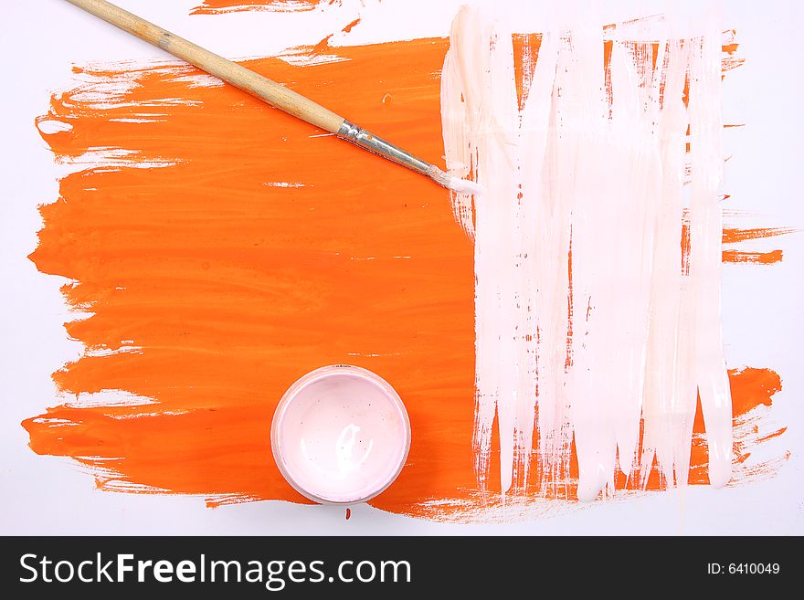 Photo ink and brush on a white background. Photo ink and brush on a white background