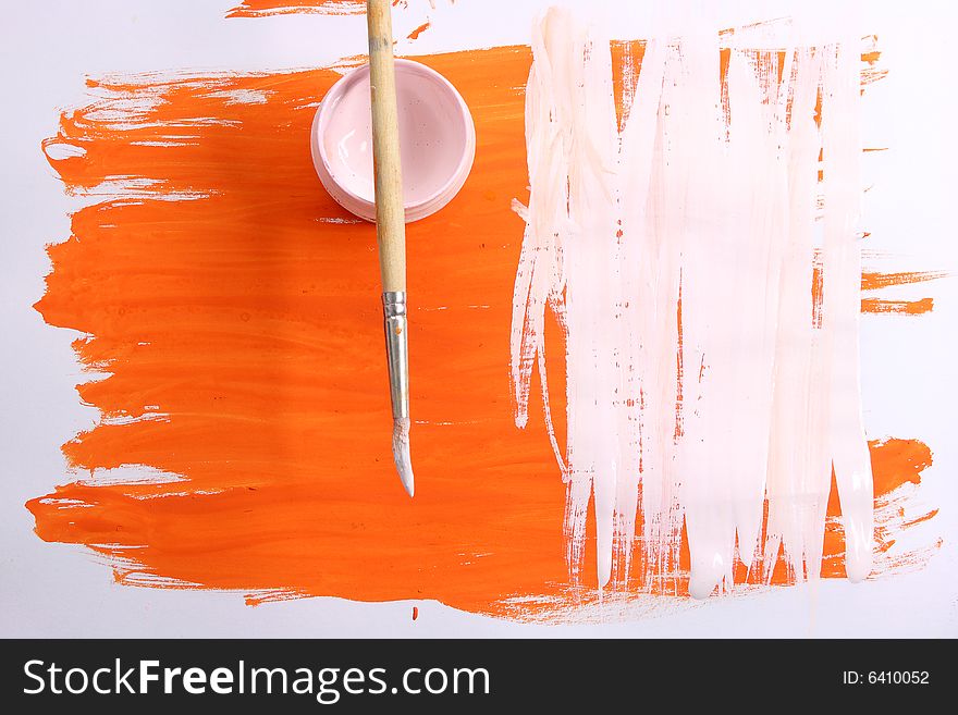 Photo ink and brush on a white background. Photo ink and brush on a white background