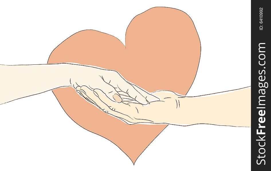 Illustration of two hands in love