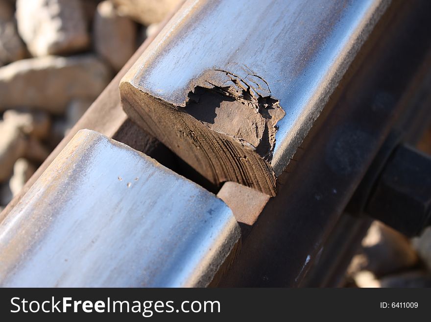 The broken rail at the Russian railway