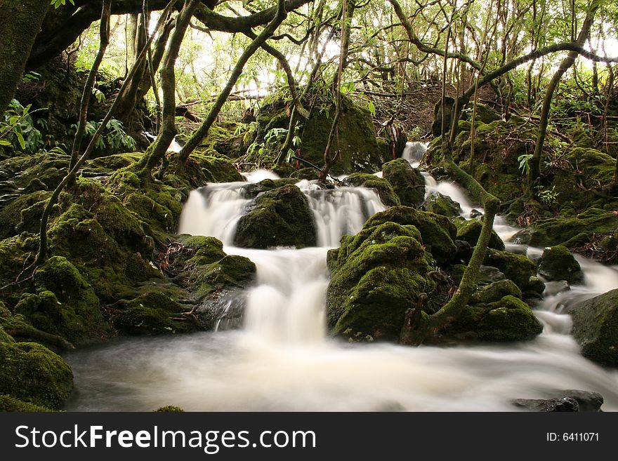 Beautiful relaxing Waterfall landscape in the azores. Beautiful relaxing Waterfall landscape in the azores