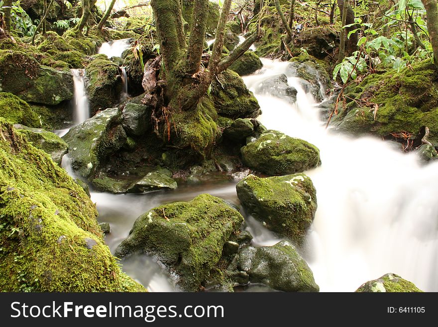 Beautiful relaxing Waterfall landscape in the azores. Beautiful relaxing Waterfall landscape in the azores