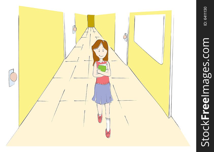 Young woman walking in their school