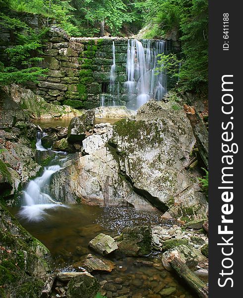 A famous waterfall in the Czech republic. A famous waterfall in the Czech republic