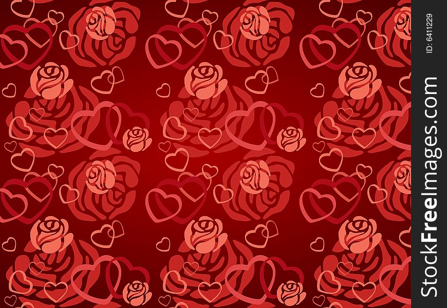 Texture of rose and sweet heart shape in red background. Texture of rose and sweet heart shape in red background.