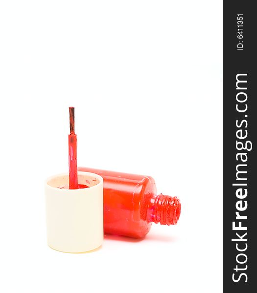 Red Nail Polish Isolated On White