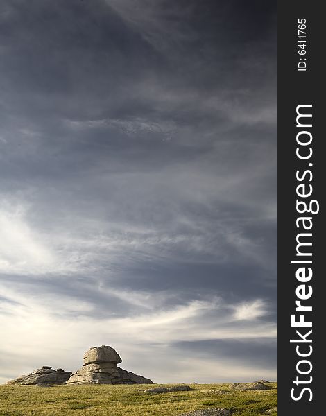 High mountain's rocks, summer, sky and clouds. High mountain's rocks, summer, sky and clouds