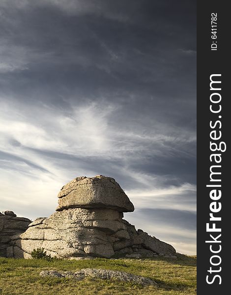 High mountain's rocks, summer, sky and clouds. High mountain's rocks, summer, sky and clouds