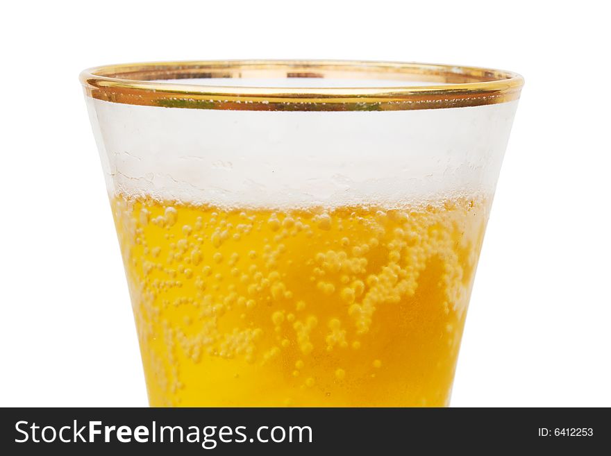 Top of the beer glass isolated on white