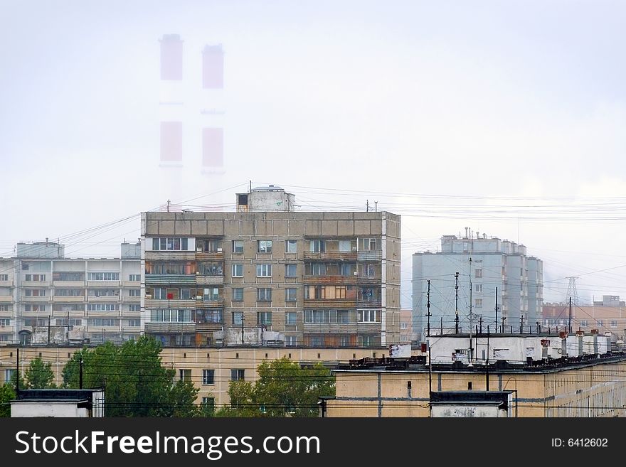 City landscape. Gloomy cloudy day. Moscow. Russia.