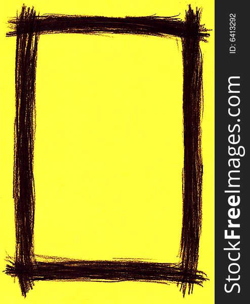 A charcoal hand sketch frame over yellow background