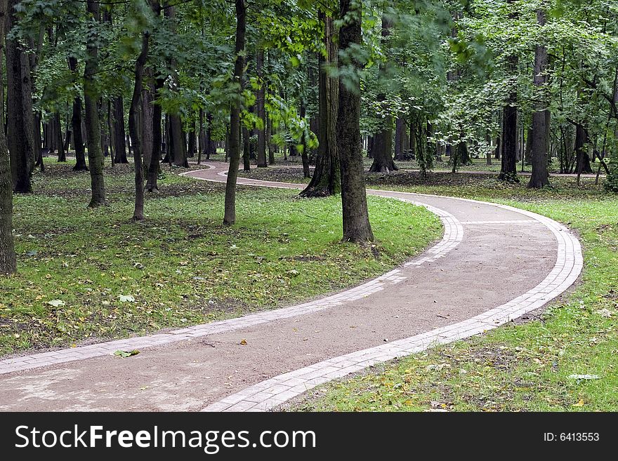 Twisting footpath in city park. Twisting footpath in city park