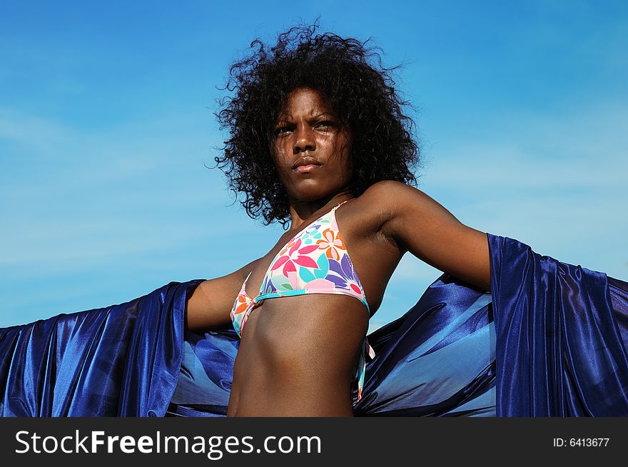 Portrait of african fashion girl wearing bikini. Portrait of african fashion girl wearing bikini