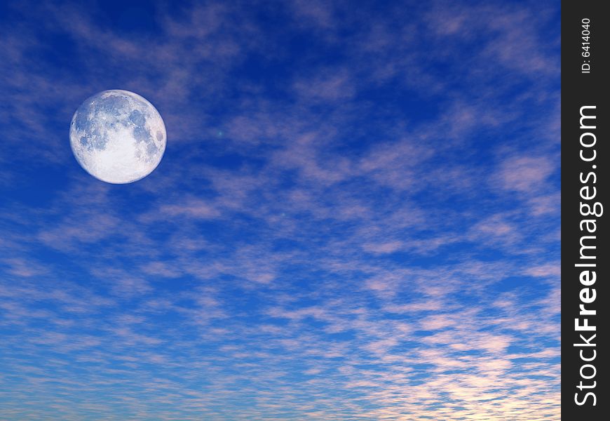 Full moon on a cloud sky background