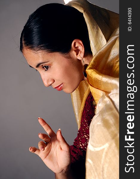 Portrait of young indian beauty in traditional clothes