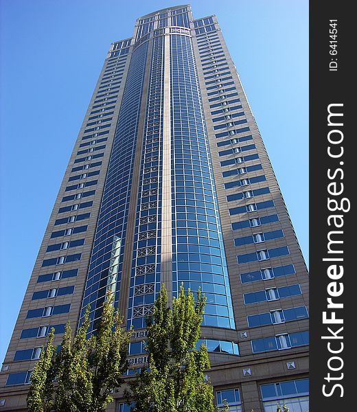 Tall modern skyscraper in Seattle city. Tall modern skyscraper in Seattle city.