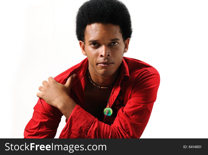 Portrait of young trendy african man posing - isolated. Portrait of young trendy african man posing - isolated