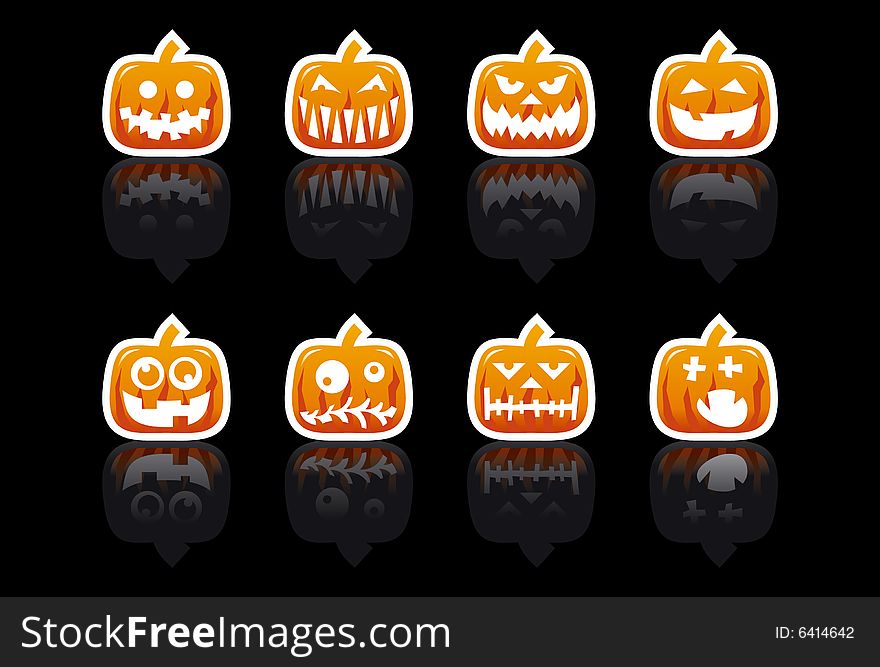 Halloween pumpkin collection on black. Halloween pumpkin collection on black