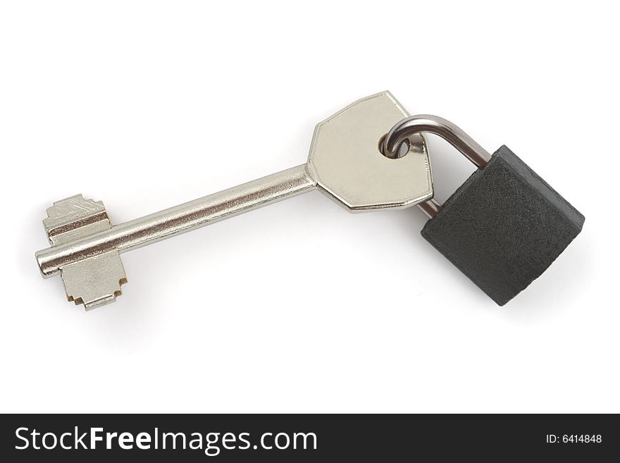 Key and lock isolated on white background