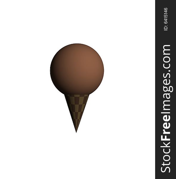 An image of a chocolate ice-cream with a sugar-chocolate cone.