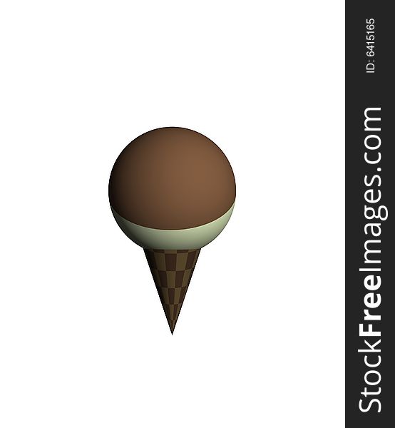 An image of a vanilla ice-cream with chocolate dip with a sugar-chocolate cone. An image of a vanilla ice-cream with chocolate dip with a sugar-chocolate cone.