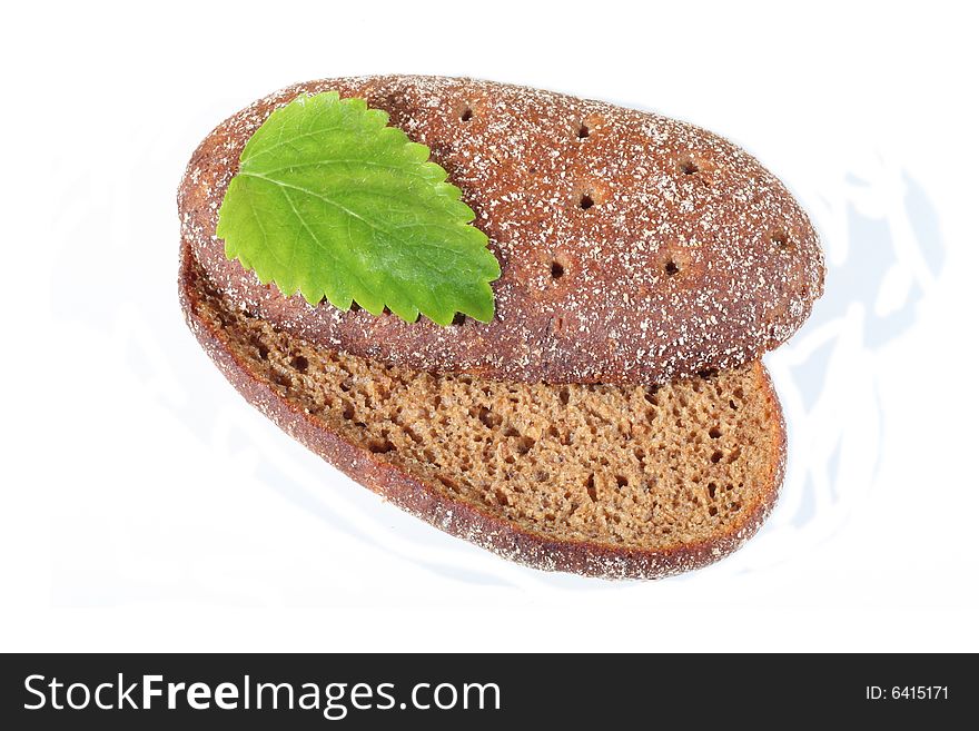 Isolated Bread With Green Leaf