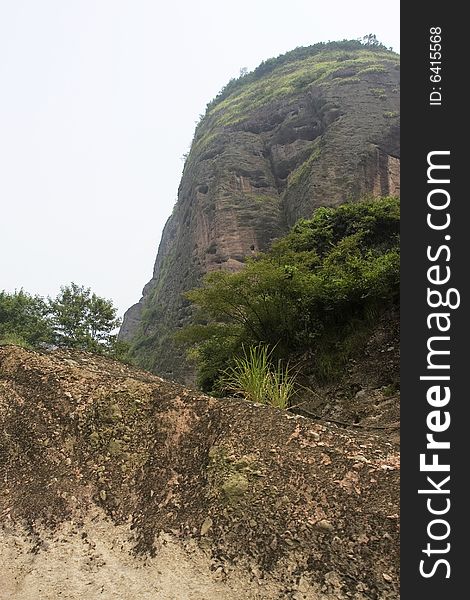 The grasses and mountain in a park