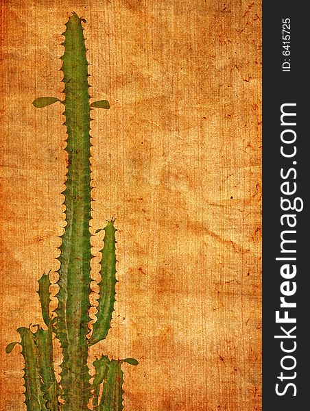 Abstract Paper Texture With Cactus