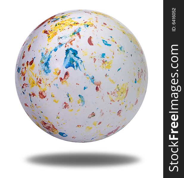 White ball covered with colored spots. White ball covered with colored spots