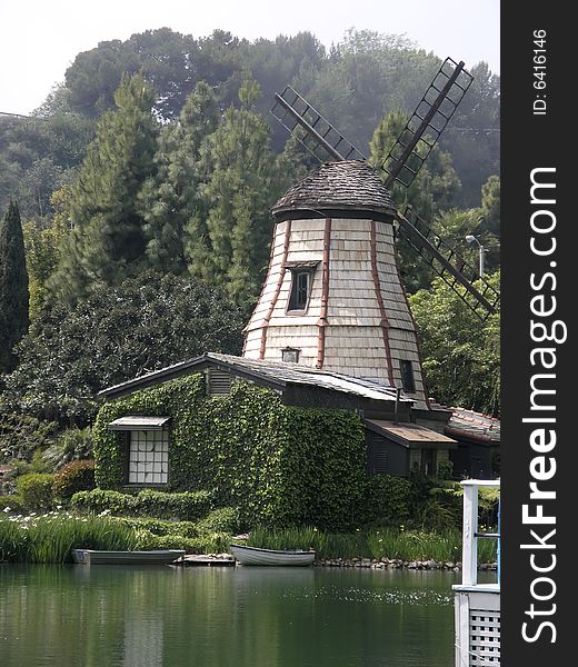 A Windmill at  the Lake near Santa Monica, California.