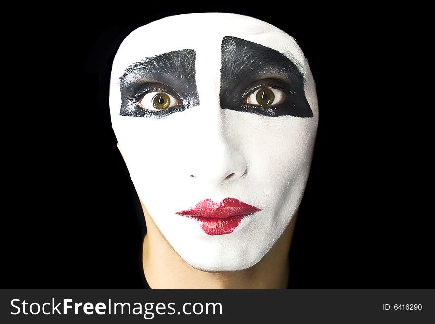 Portrait of the mime on a black background