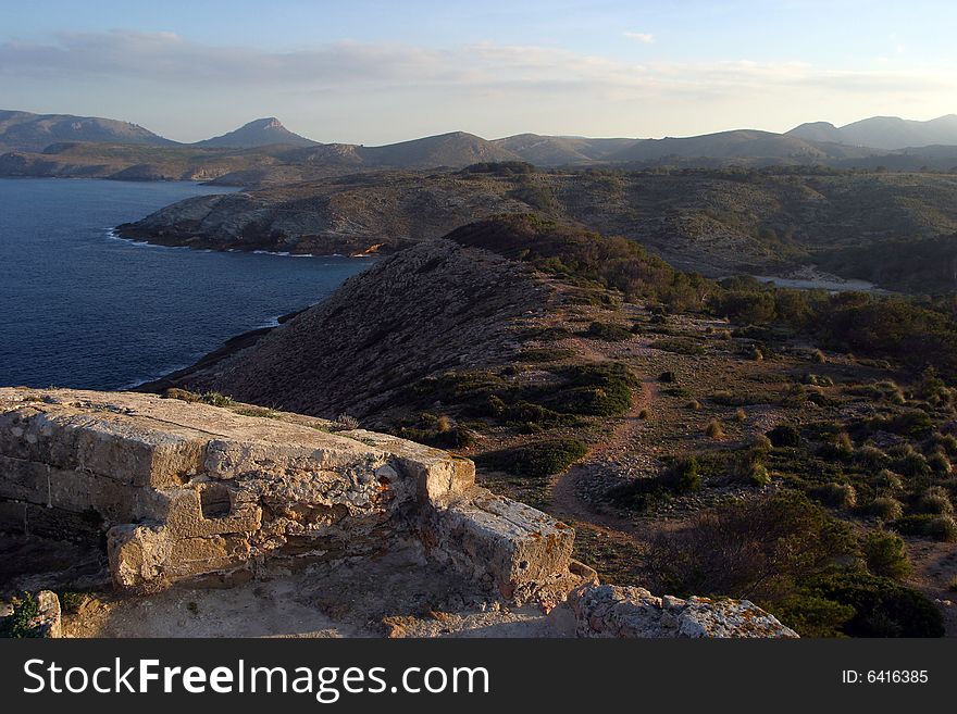 View from a tower to the east side of island of Majorca in Spain. View from a tower to the east side of island of Majorca in Spain