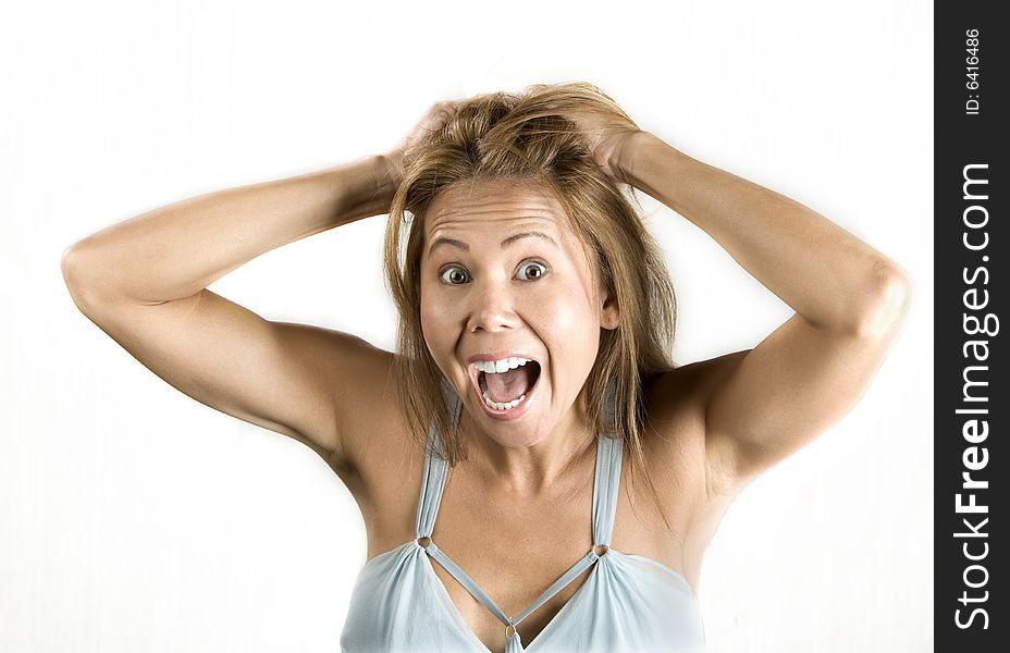 Ethnic Woman Pulling Her Hair