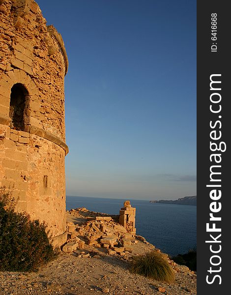 View tower in a sunset in Majorca in Spain