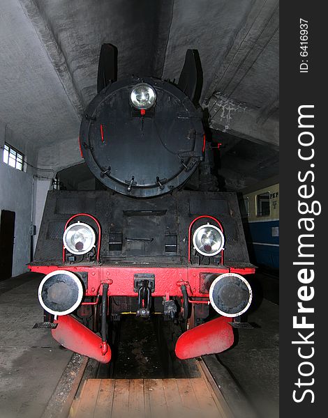 The photograph of old engines in railway museum. The photograph of old engines in railway museum