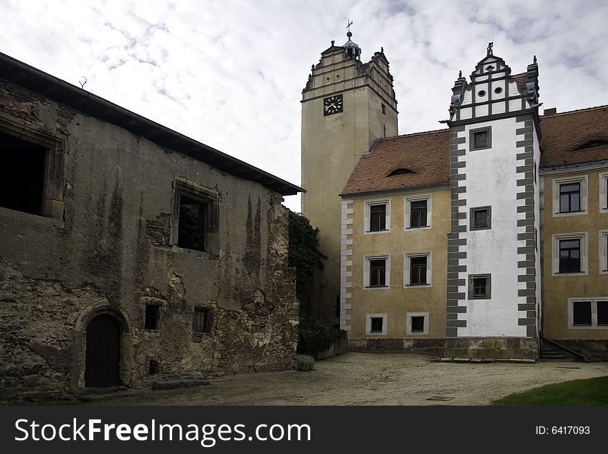 Palace Strehla and castle courtyard, Sachsen, Germany