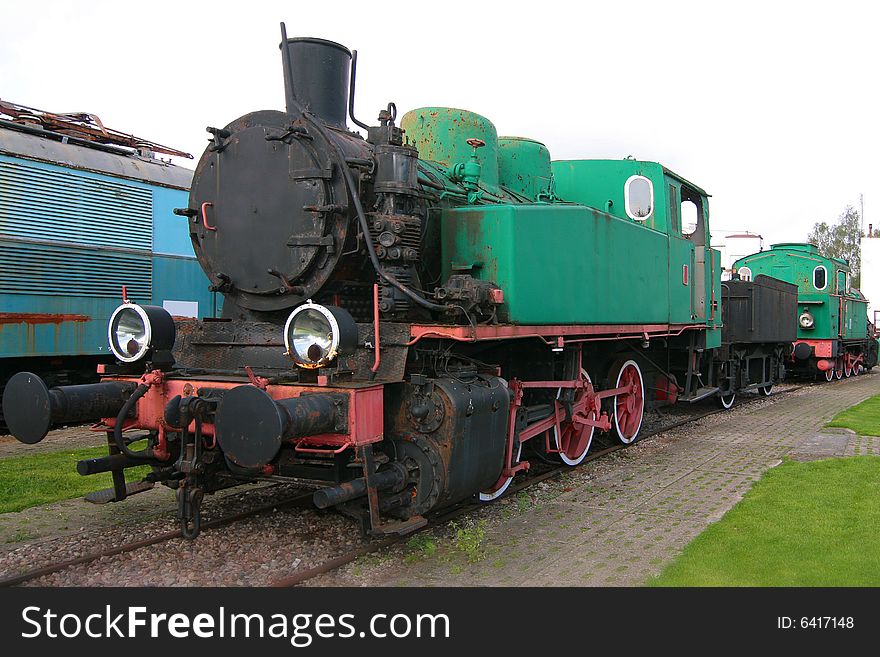 The photograph of old engines in railway museum. The photograph of old engines in railway museum