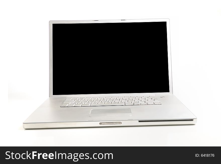 Detail of modern laptop computer isolated over white background. Detail of modern laptop computer isolated over white background