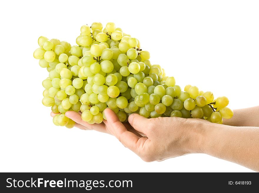 Fresh appetizing grapes on a white background. Fresh appetizing grapes on a white background
