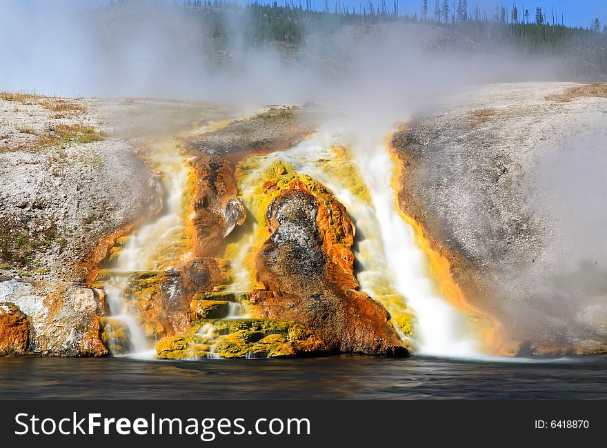 The scenery at Midway Geyser Basin in Yellowstone National Park