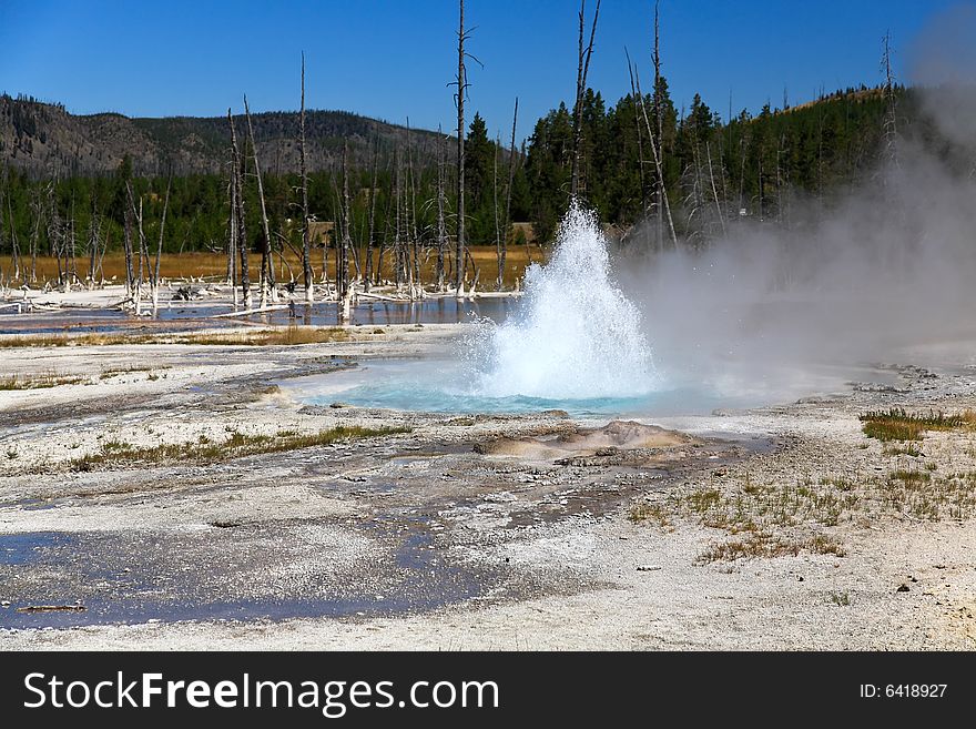 The scenery at Midway Geyser Basin in Yellowstone National Park