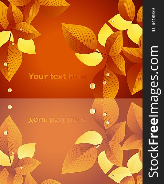 Autumnal leaf reflection vector illustration, AI file included. Autumnal leaf reflection vector illustration, AI file included