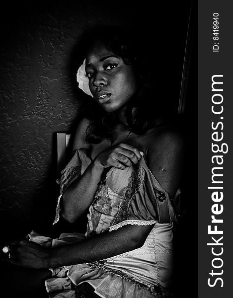 A young african american girl, photographed in the studio.
