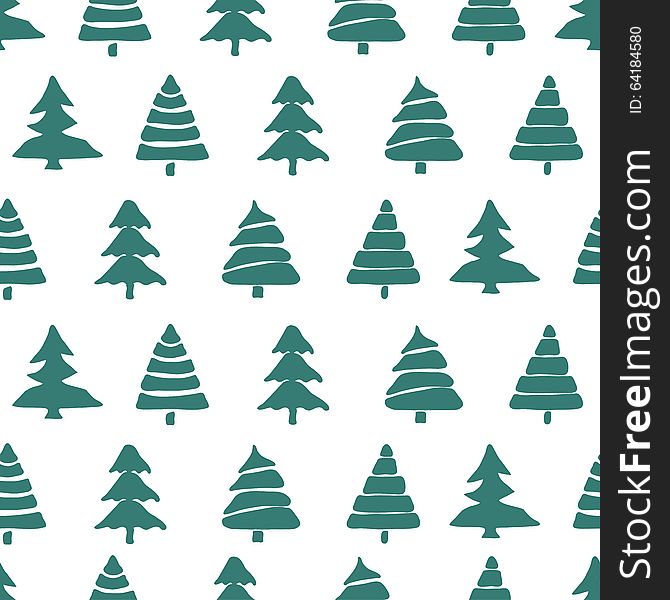 Fir tree seamless pattern colorful. Vector illustration. Christmas trees. Happy New Year background. Winter holidays.