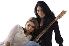 Two Girl Freind Musicians Resting Stock Image Two Girl Freind Musicians Resting Stock Image