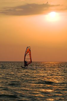 Silhouette Of A Windsurfer Royalty Free Stock Images Silhouette Of A Windsurfer Royalty Free Stock Images